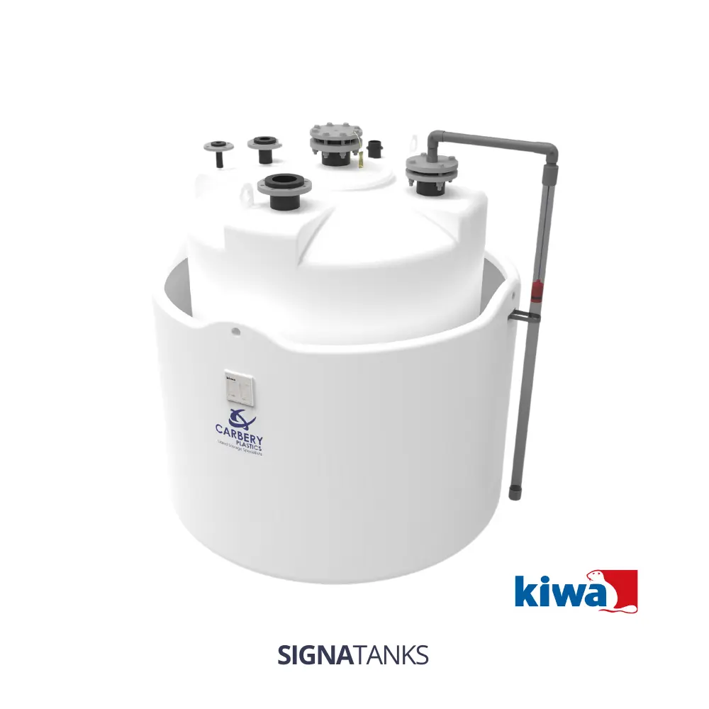 Chemietank 850L, Enkelwandig in opvangbak, Verticaal, CP - [KIWA]